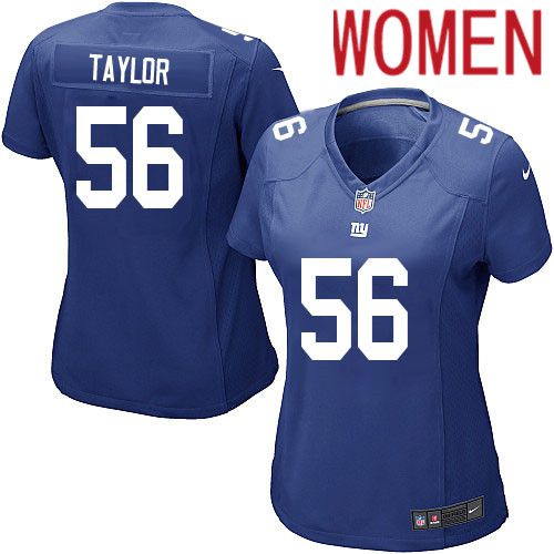 Women New York Giants #56 Lawrence Taylor Nike Royal Game NFL Jersey